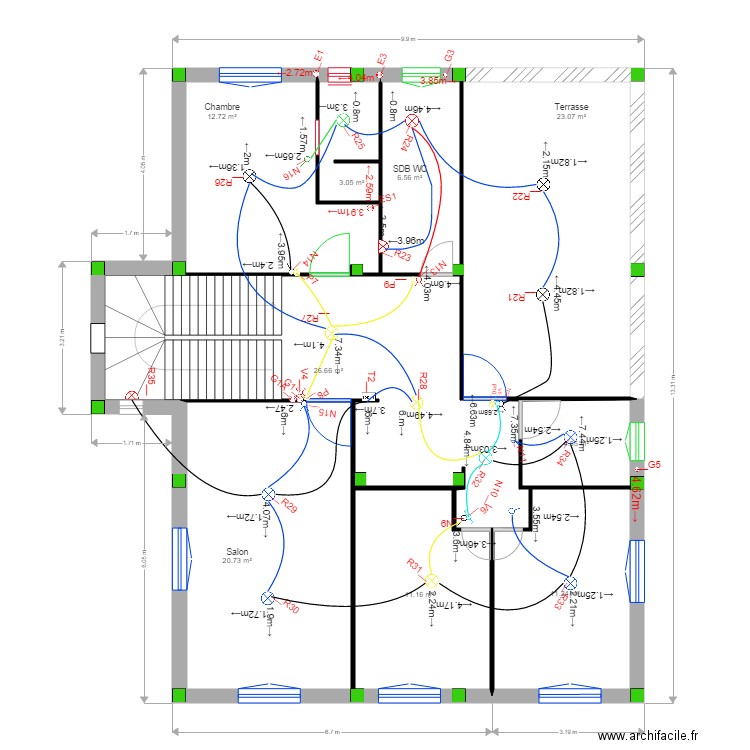 plan electrique avec mur. Plan de 0 pièce et 0 m2