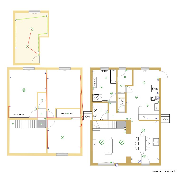 Plan maison 3 bis. Plan de 14 pièces et 193 m2