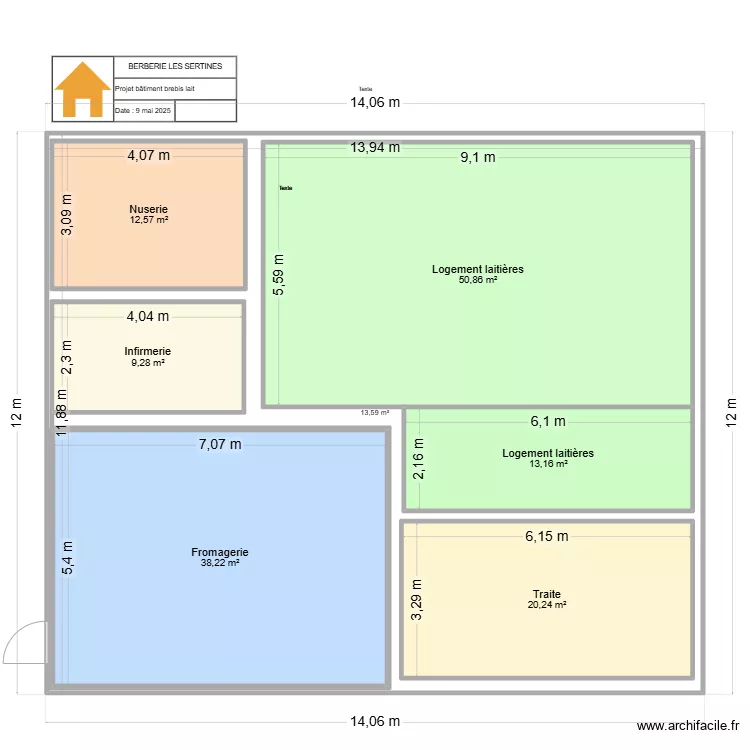 Global - La Bergerie des Sertines. Plan de 