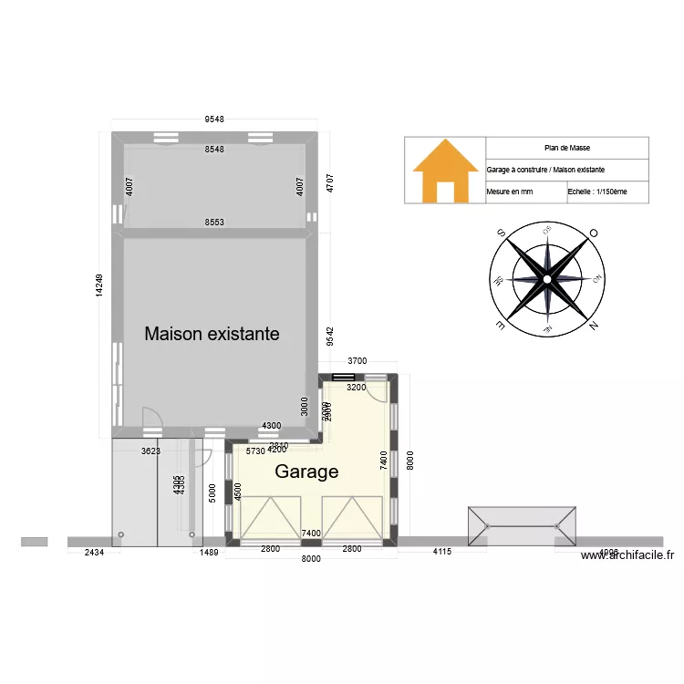 garage et maison bis. Plan de 
