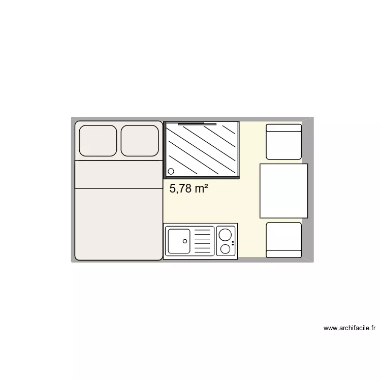 vanlife. Plan de 1 Pièce et 6 m²