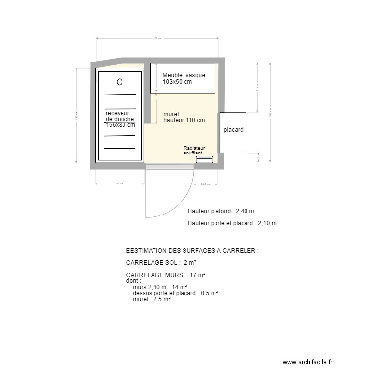 sdb_brigitte. Plan de 1 pièce et 3 m2