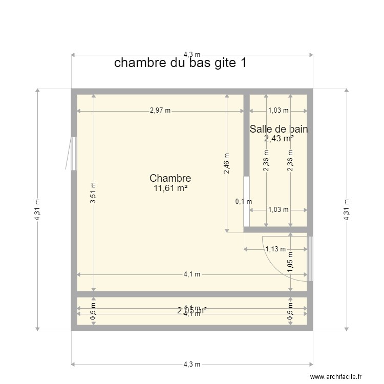 chambre du bas gite 1. Plan de 0 pièce et 0 m2