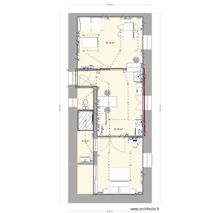 2TNE Benjamin Costi. Plan de 3 pièces et 53 m2