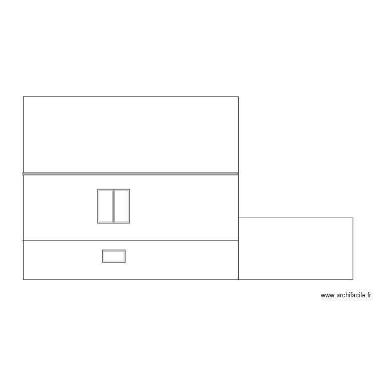 Façade est avec terrasse. Plan de 0 pièce et 0 m2