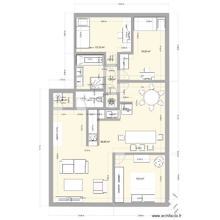 javel coté perspectives version chambre separee. Plan de 0 pièce et 0 m2