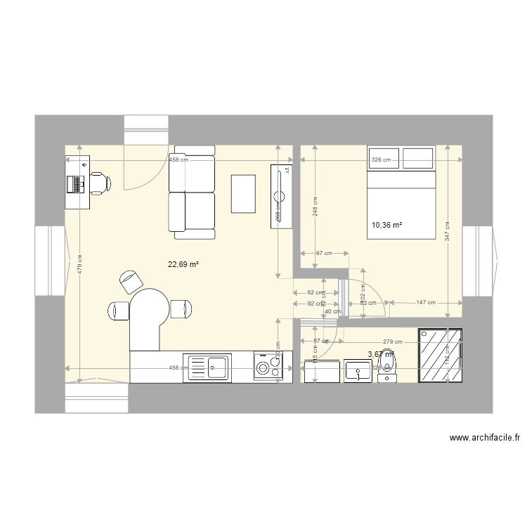 STUDIO RDC. Plan de 0 pièce et 0 m2