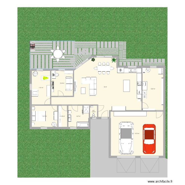 PLAN MAISON 3. Plan de 9 pièces et 169 m2