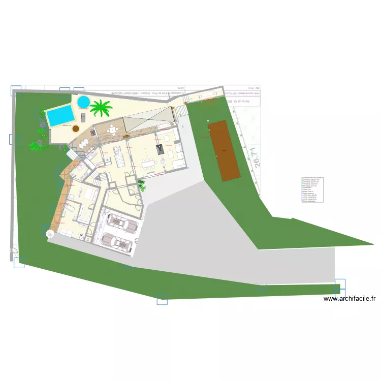 rdc original avec agrandissement v3 muret terrasse. Plan de 