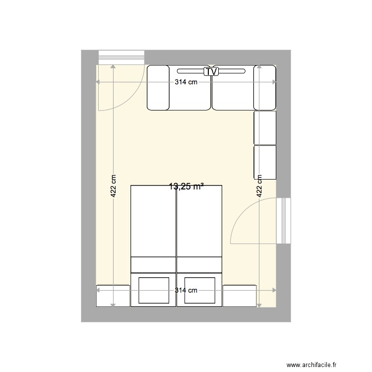 chambre Biarritz 1 couple. Plan de 0 pièce et 0 m2