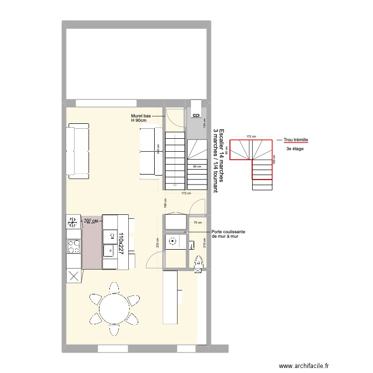 Banning 21 Rez 2 + carrelage cuisine. Plan de 0 pièce et 0 m2