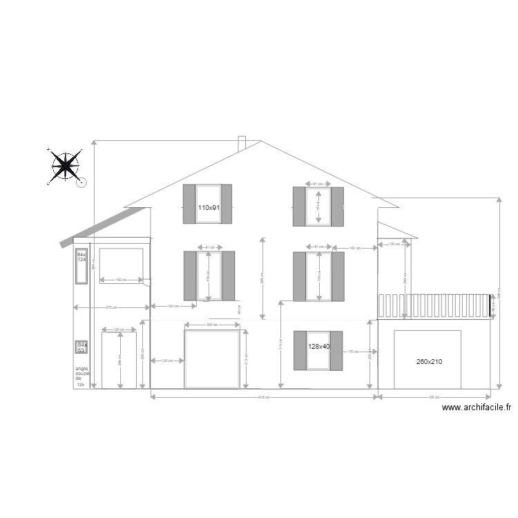 Mams Façade Sud avec extension 02. Plan de 0 pièce et 0 m2