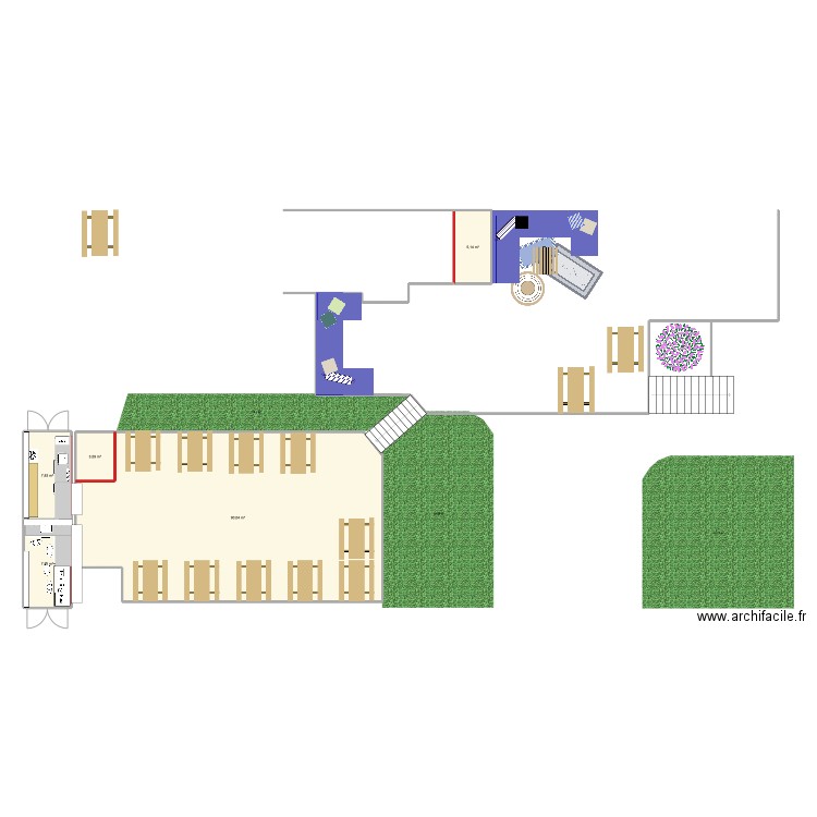 terrasse G. Plan de 5 pièces et 114 m2