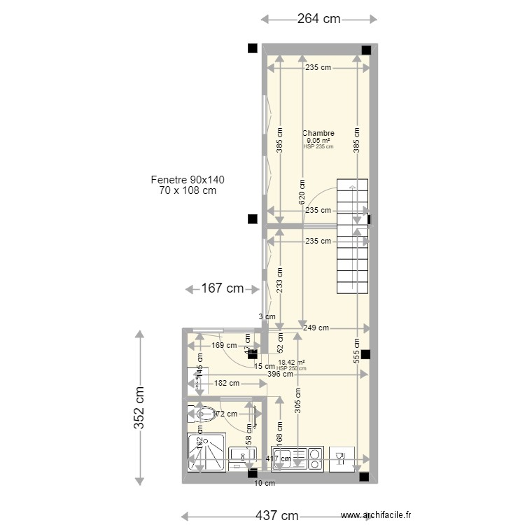 Aguado Maisonnette 2. Plan de 2 pièces et 27 m2