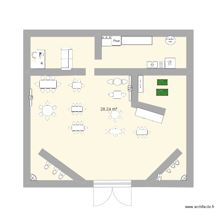 resto. Plan de 1 pièce et 28 m2