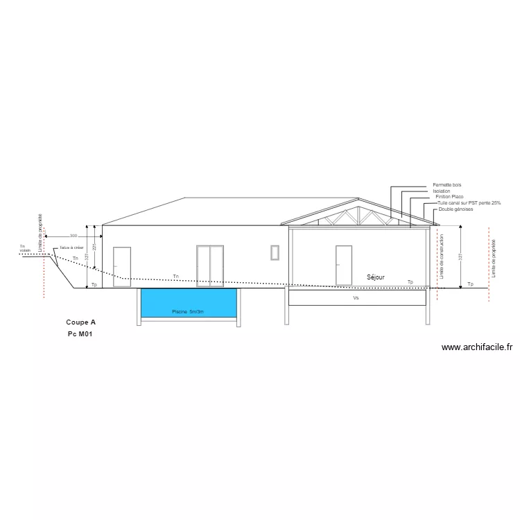 Coupe A M01. Plan de 