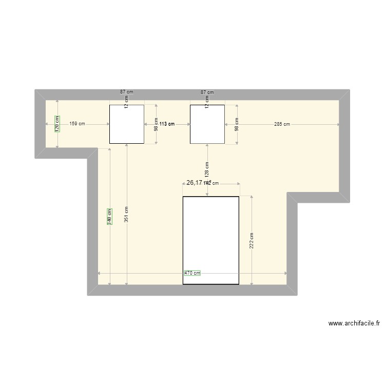 maison. Plan de 1 pièce et 26 m2