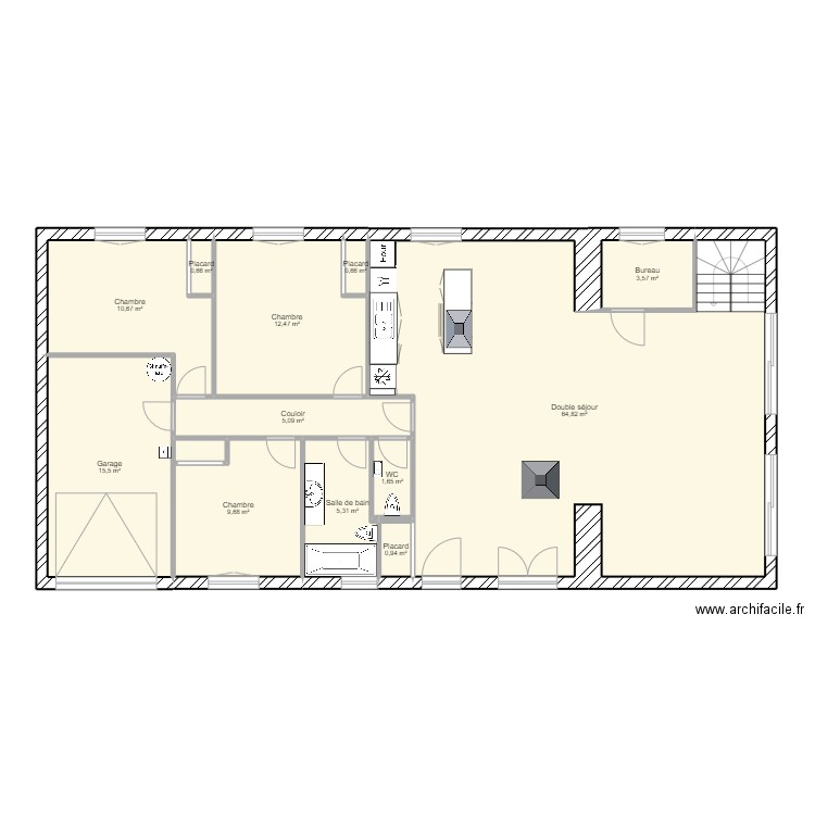 Maison Eysines. Plan de 12 pièces et 131 m2