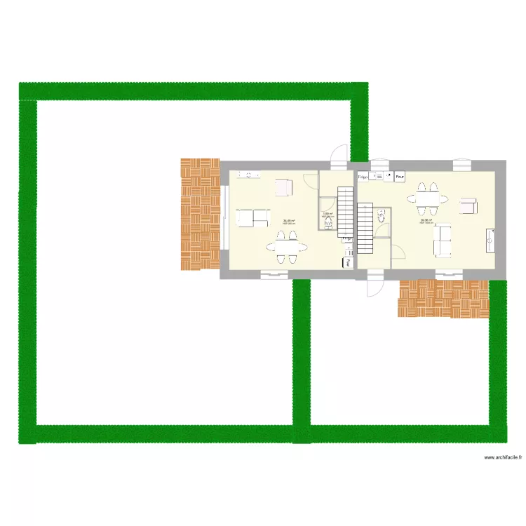 Duplex socio ambitieux. Plan de 
