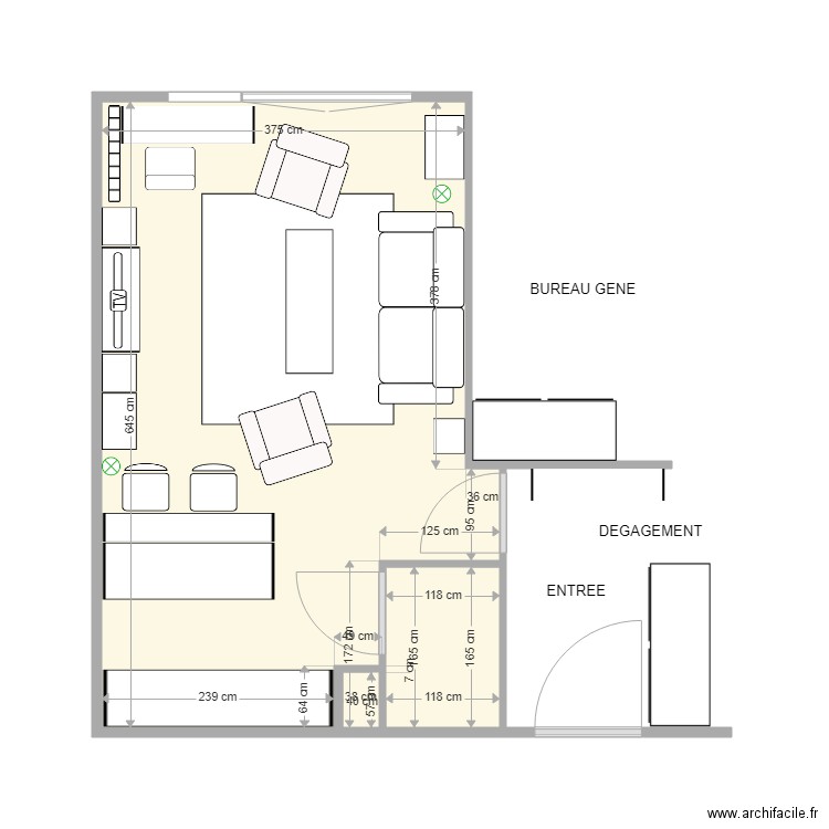 NOTRE SEJOUR. Plan de 2 pièces et 25 m2