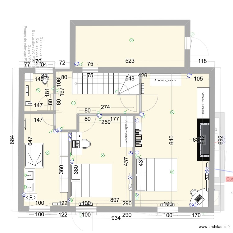 Le Pouget 2023 08 04 Rdc elec P+ I. Plan de 10 pièces et 74 m2