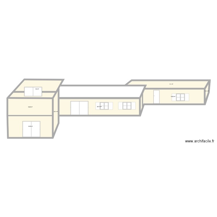 FACADE ETAGE CÔTE JARDIN. Plan de 0 pièce et 0 m2