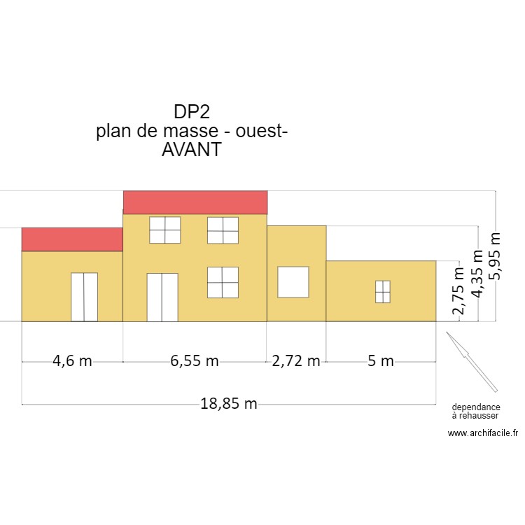 plan de masse -ouest- dependance à rehausser avec cotes. Plan de 0 pièce et 0 m2