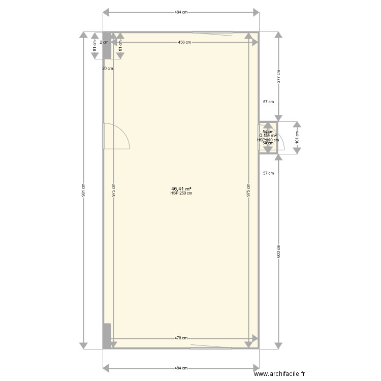 Les Communs. Plan de 2 pièces et 47 m2