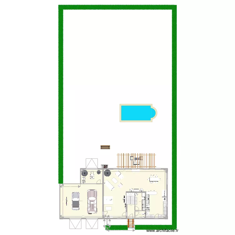 maison carr&eacute;e 4 chambres 2 &eacute;tages pole central. Plan de 