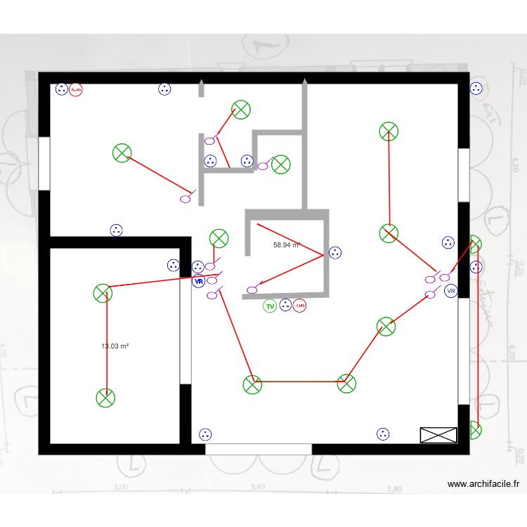 Plan électrique RDC Constante - Plan dessiné par Romain_ZTE