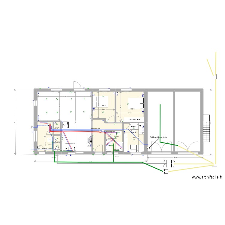 Landes assaisinsement . Plan de 9 pièces et 56 m2