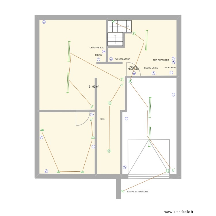 sous sol Morsang. Plan de 1 pièce et 52 m2