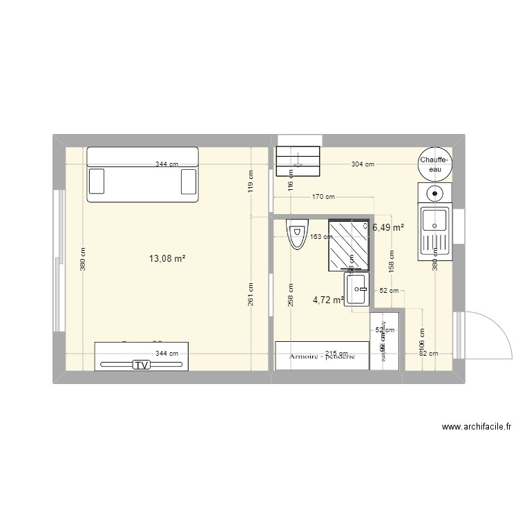 projet 1 di tullio. Plan de 3 pièces et 24 m2