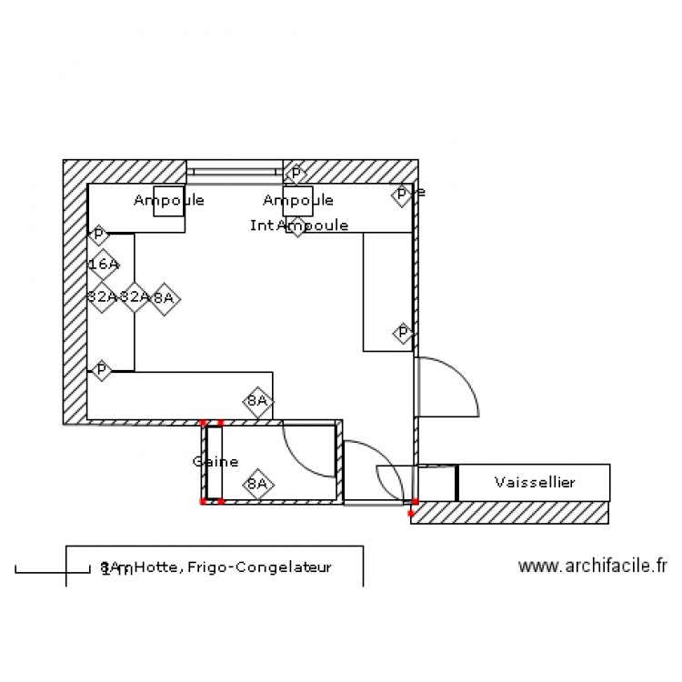 Eclairage Cuisine. Plan de 0 pièce et 0 m2