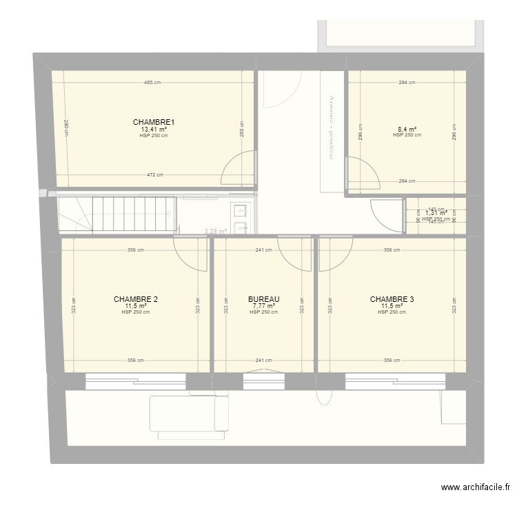 MAISON CHEMINEAU. Plan de 11 pièces et 158 m2