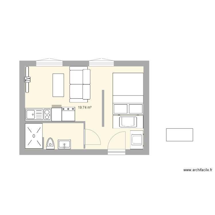 studio 20m2 V4. Plan de 0 pièce et 0 m2