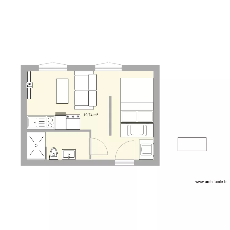 studio 20m2 V4. Plan de 