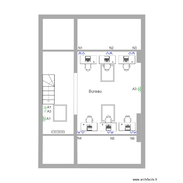 DENIS étage 3. Plan de 4 pièces et 44 m2