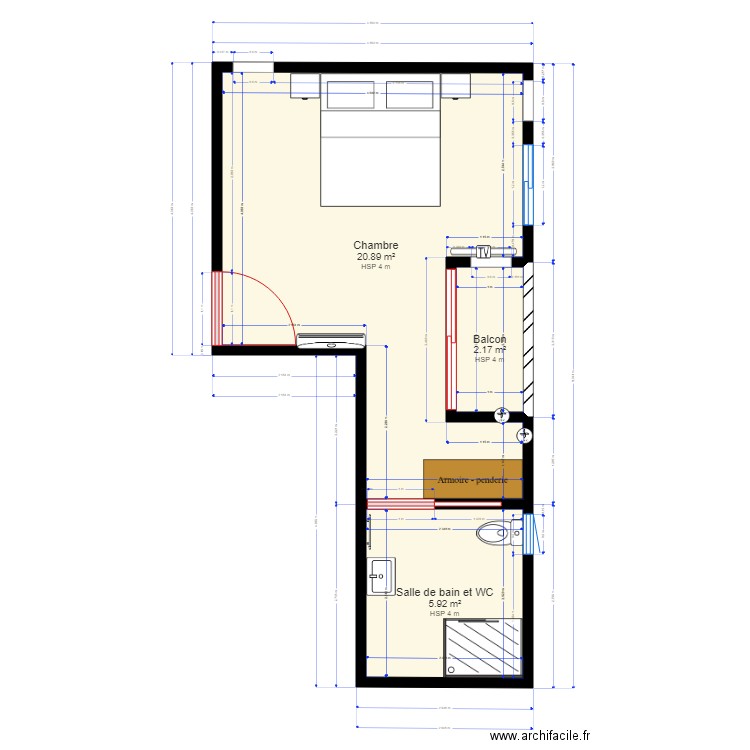 CHAMBRE AU DESSUS DE LA CUISINE . Plan de 0 pièce et 0 m2