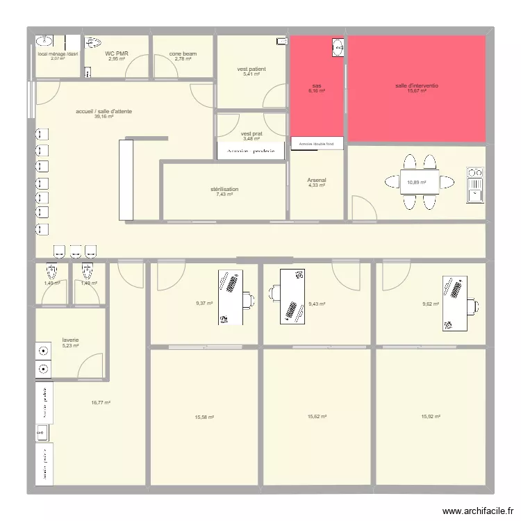tina solution 3 fauteuils. Plan de 
