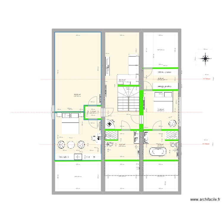 2590 Entredozon - Niveau 2 - V1.2. Plan de 11 pièces et 156 m2