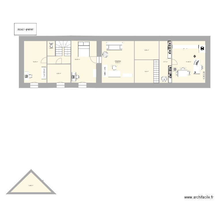 Etage 1. Plan de 10 pièces et 116 m2