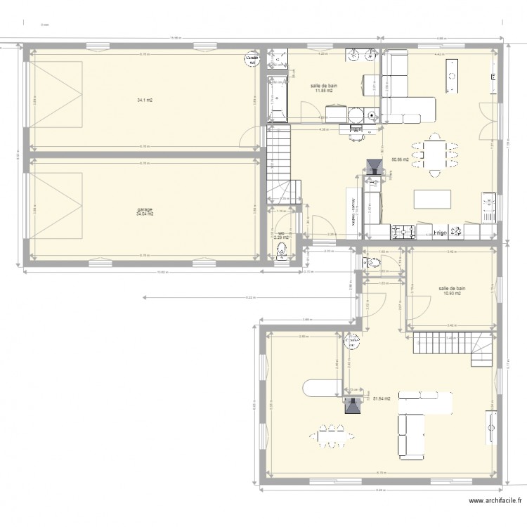 maisons jumelees en L bas finit. Plan de 0 pièce et 0 m2