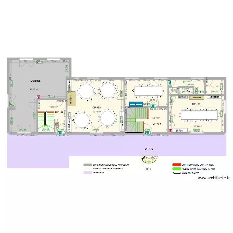 MAISON FORTE RDC apr&egrave;s travaux. Plan de 