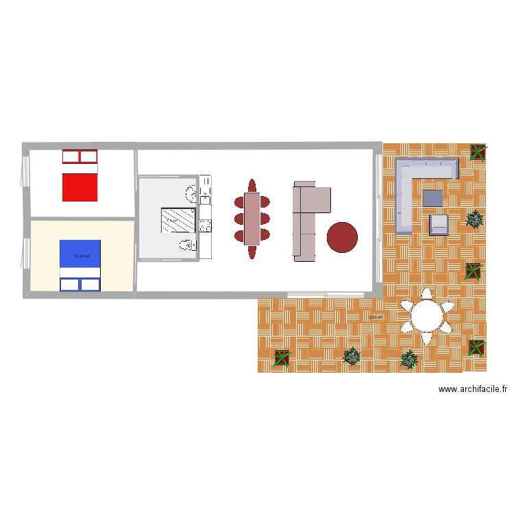 Moulins engilbert. Plan de 3 pièces et 18 m2