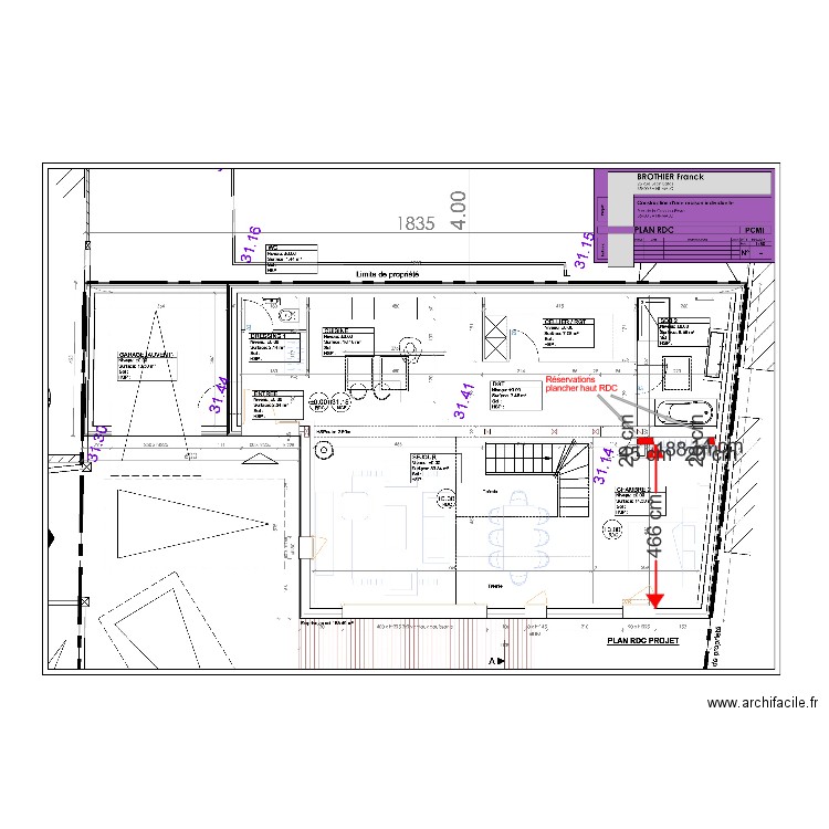 BROTHIER  Réservations plancher haut RDC. Plan de 0 pièce et 0 m2