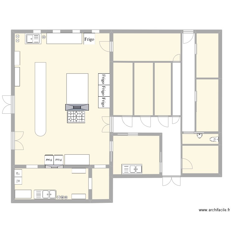 Plan Cuisine2. Plan de 14 pièces et 166 m2