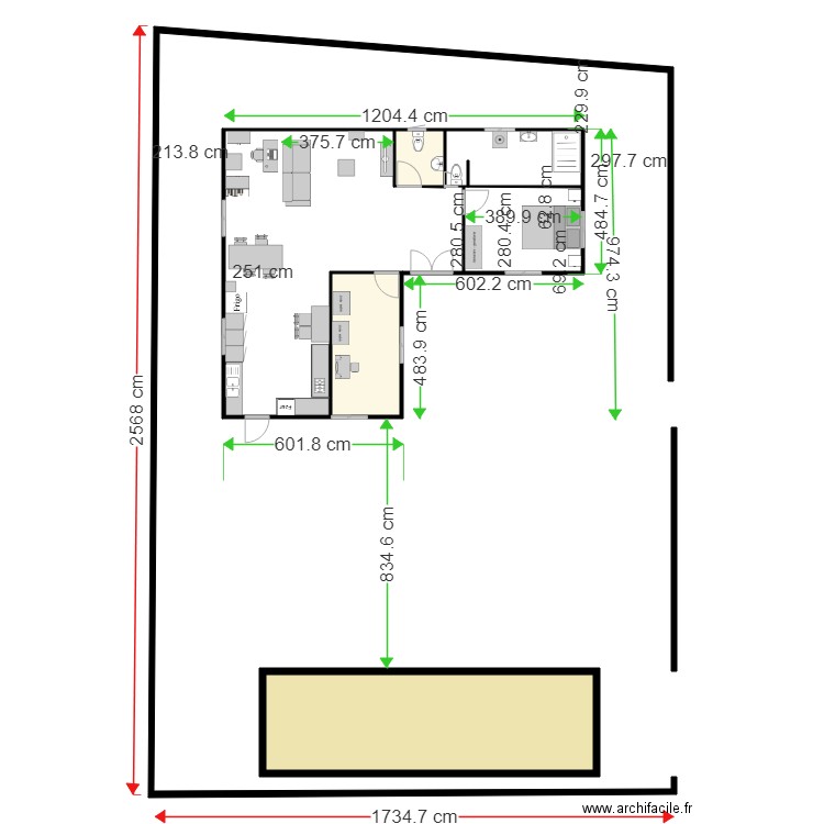 maison container en L. Plan de 0 pièce et 0 m2