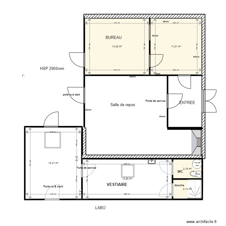 Boucherie Flers 10. Plan de 6 pièces et 59 m2