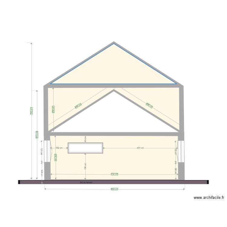 Mur latéral après. Plan de 0 pièce et 0 m2